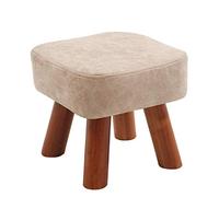 Taburete de piel sintética para sala de estar y dormitorio, taburete tapizado con patas de madera, elegante puf para mayor comodidad y ahorro de espacio, diseño de estrella de la suerte