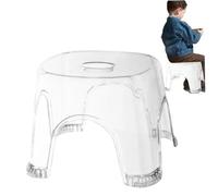 Taburete de plástico para ducha, banco de ducha impermeable transparente, taburete de carga fuerte no deslizante, reposapiés portátil con orificio central para baño, entrada de puerta, reposapiés de