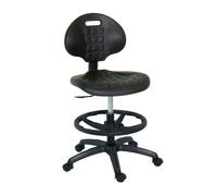 Taburete de poliuretano Kinefis Economy: Con respaldo, aro reposapiés y altura alta de 59 - 84 cm