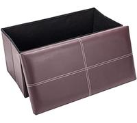 Taburete de reposapiés otomano Sol rojo 30 pulgadas Almacenamiento plegable grande Otomano, Banco de almacenamiento de dormitorio Taburete de descanso de pie, reposapiés de cuero de imitación marrón,