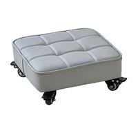 Taburete de ruedas bajo con ruedas de freno, taburete para pedicura, taburete bajo, asiento giratorio cuadrado, ruedas giratorias universales, taburete corto de piel