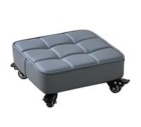 Taburete de ruedas bajo con ruedas de freno, taburete para pedicura, taburete bajo, asiento giratorio cuadrado, ruedas giratorias universales, taburete corto de piel