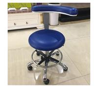 Taburete de sillín con rotación de 360° con reposabrazos, altura ajustable, piel sintética, silla auxiliar dental para salón o clínica
