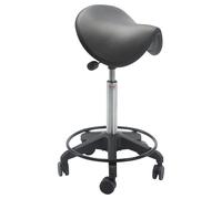 Taburete de sillín con ruedas y estribo circular