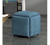 Taburete de sofá con ruedas giratorias, otomana apilable para sala de estar y maquillaje, diseño multifuncional, ahorro de espacio y versátil