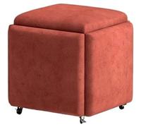 Taburete de sofá multifuncional 5 en 1, apilable con ruedas giratorias, taburete de maquillaje versátil y reposapiés, silla anidable que ahorra espacio para sala de estar y dormitorio