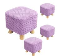 Taburete de taburete cuadrado y redondo Tablero de pisos con banda elástica, protector de heces (matcha, beige, púrpura claro, gris claro, azul cielo, gris oscuro) Light purple Square bench cover2pcs