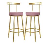 Taburete de taburete familiar taburete de taburetes de bar de 2, taburete de barra de altura, taburete tapizado de cuero PU con pierna de metal dorada, taburetes de cocina de 2, sillas de bar para