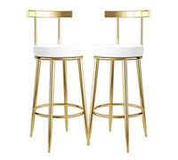 Taburete de taburete familiar taburete de taburetes de bar de 2, taburete de barra de altura, taburete tapizado de cuero PU con pierna de metal dorada, taburetes de cocina de 2, sillas de bar para