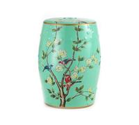 Taburete De Tambor De Cerámica Chinoiserie, Taburete Decorativo De Jardín, Soporte For Macetero De Mesa Auxiliar De 18 "para Jardín, Patio, Césped, Hogar, Interior Y Exterior(Green)