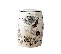 Taburete de tambor de cerámica para exteriores, taburete portátil para decoración de jardín para uso en interiores y exteriores, decoración de sala de estar y mesa, diseño de flores de mariposa