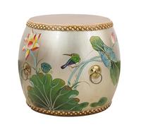 Taburete de tambor de jardín chino, mesa auxiliar de madera estilo chinoiserie y soporte para plantas, reposapiés decorativo para sala de estar, patio, dormitorio