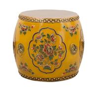 Taburete de tambor de madera estilo Chinoiserie, elegante mesa auxiliar decorativa y soporte para plantas, perfecto para sala de estar, patio y dormitorio