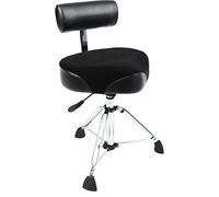 Taburete de Tambor Gibraltar, Taburete de Tambor Serie 9000 Sillín Moto con Respaldo Hidráulico, 9608HMB (Diámetro: 48cm, Cierre rápido, Base con Doble Refuerzo, Pies de Goma 'Super Foot')