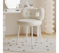 Taburete de terciopelo con lazo trasero, silla de maquillaje sin brazos, patas de metal, diseño moderno para dormitorio, sala de estar, vestidor (blanco)