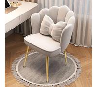 Taburete de terciopelo con respaldo y almohadilla acolchada suave para una cómoda silla de pétalos de mediados de siglo en color beige, ideal para dormitorio de mujeres y niñas (tamaño: patas doradas)