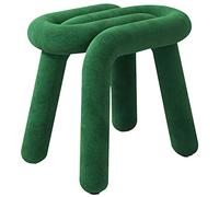 Taburete de terciopelo de lujo con soporte de acero al carbono para maquillaje para dormitorio y sala de estar, color verde esmeralda tipo B