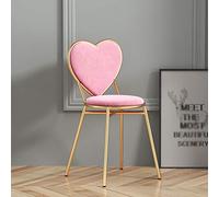 Taburete de terciopelo en forma de corazón con respaldo, elegantes patas de metal dorado, perfecto para maquillaje, dormitorio, escritorio, mesa de café, complemento elegante para decoración de