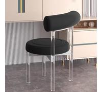 Taburete de tocador acrílico negro de alta gama, silla de maquillaje de cristal transparente sin brazos, elegante mueble decorativo para dormitorio y comedor