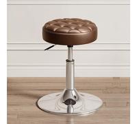 Taburete de tocador ajustable, silla giratoria de 360°, taburete redondo de piel sintética para baño, cocina, spa, dormitorio, oficina
