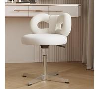 Taburete de tocador blanco ajustable con respaldo de lazo, silla de maquillaje resistente y silla de computadora para hogar y apartamento, diseño elegante y cómodo