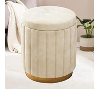 Taburete de tocador con almacenamiento, reposapiés para sala de maquillaje, pequeño banco otomano para dormitorio y sala de estar, tapa extraíble, diseño elegante y funcional