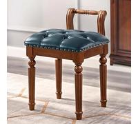 Taburete de tocador con cojín acolchado y patas de madera maciza, ideal para sala de maquillaje, sala de estar y salón de belleza