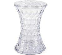 Taburete de Tocador con Corte de Diamante, Elegante Mesita de Noche, Taburete de Tambor, Banco para Zapatos Sencillo, Otomana Transparente para Sala de Estar y Dormitorio(White)