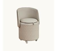 Taburete de tocador con respaldo plegable con almacenamiento, silla otomana redonda rodante, asiento giratorio pequeño para sala de estar y dormitorio