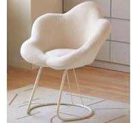 Taburete de tocador creativo floral con respaldo de pétalos, asiento acolchado para salón, elegante silla de tocador blanca, elegante taburete de maquillaje con respaldo.