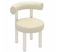 Taburete de tocador de Dormitorio, Silla de Ocio, sofá Soltero sin Brazo sin Brazo, Silla de Comedor con Respaldo Curvo Adecuado para Cocina, Sala de Estar y Oficina (Color: Fuera de Blanco) LWX