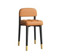 Taburete de tocador de madera maciza con respaldo y patas doradas para decoración de sala de estar o dormitorio (naranja)