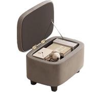 Taburete de tocador de piel sintética con asiento y almacenamiento, marco de madera maciza para sala de maquillaje, dormitorio o sala de estar