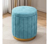 Taburete de tocador de terciopelo con almacenamiento, otomano redondo, cómodo reposapiés tapizado, taburete de maquillaje para dormitorio para habitación de niñas