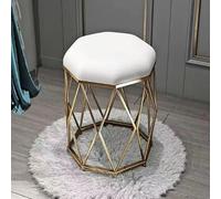 Taburete de tocador de terciopelo con patas de metal y asiento acolchado, moderno taburete para sala de estar, dormitorio, mueble multiusos en color beige
