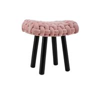 Taburete De Tocador De Terciopelo, Taburete Rectangular Tapizado Para Maquillaje Con Patas De Madera Maciza, Taburete Con Reposapiés Para Sofá, Asiento Adicional Para Sala De Estar, Dormitorio,Rosado