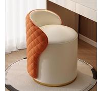 Taburete De Tocador Giratorio 360°, Silla De Maquillaje con Tapizado De Polipiel Y Diseño Acolchado con Botones(J Fixed Style)