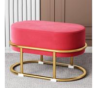 Taburete De Tocador Otomano De Terciopelo, Taburete Pequeño Moderno Para Reposapiés, Taburete De Maquillaje Con Patas De Metal Dorado, Sillón De Tocador Tapizado Y Acogedor Para Sala De Maquillaje,D