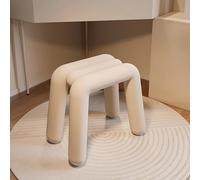 Taburete de tocador, silla de maquillaje geométrica moderna otomana de terciopelo, reposapiés pequeño para dormitorio, sala de estar, dormitorio, vestidor