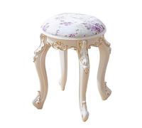 Taburete de tocador vintage, taburete de maquillaje redondo y rectangular, bonito asiento otomano, taburete de tocador de baño, estilo victoriano, altura sentada de 17 pulgadas