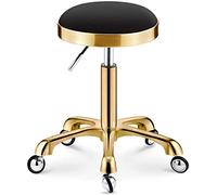 Taburete de trabajo giratorio ajustable para salón, oficina y hogar, silla redonda con ruedas para cocina y taburete rodante ajustable en altura en color negro