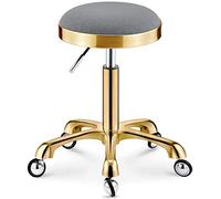 Taburete de trabajo giratorio de altura ajustable para oficina, cocina, silla rodante para tatuaje con asiento redondo (gris)
