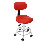 Taburete de trabajo, taburete elevador, taburete con ruedas, altura regulable con ruedas y respaldo, rotación de 360 °, asiento de oficina ergonómico, capacidad de carga máxima: 150 kg (rojo)