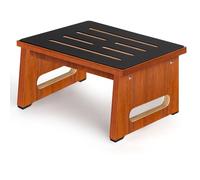 Taburete de un paso para adultos mayores con pies de goma antideslizantes, taburete de madera resistente, escalones de cama portátiles de 22,1 cm para camas altas para baño, dormitorio, cocina y