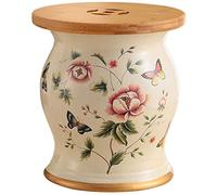 Taburete decorativo de cerámica para jardín, mesa auxiliar esmaltada con forma de pájaro y flor para salón, balcón o jardín, ideal para cambiar zapatos