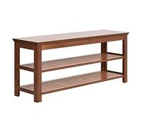 Taburete delgado que ahorra espacio para reposapiés, para entrada, pasillo, sala de estar, banco de entrada, banco de zapatos de bambú, zapatero de gran capacidad hecho a mano (marrón a 39 x 11 x 17