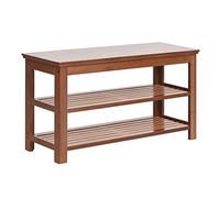 Taburete delgado que ahorra espacio para reposapiés, para entrada, pasillo, sala de estar, banco de entrada, banco de zapatos de bambú, zapatero de gran capacidad hecho a mano (marrón a 31 x 11 x 17