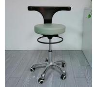 Taburete dental de piel sintética para dentista, silla auxiliar de altura ajustable, taburete con respaldo, elevación manual de 360 grados, A