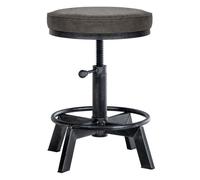 Taburete destin en polipiel ajustable en altura simil cuero plateado antiguo 42x42x44 cm