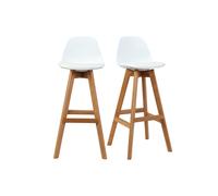 Taburete diseño blanco y madera 65cm lote dos MINI PAULINE